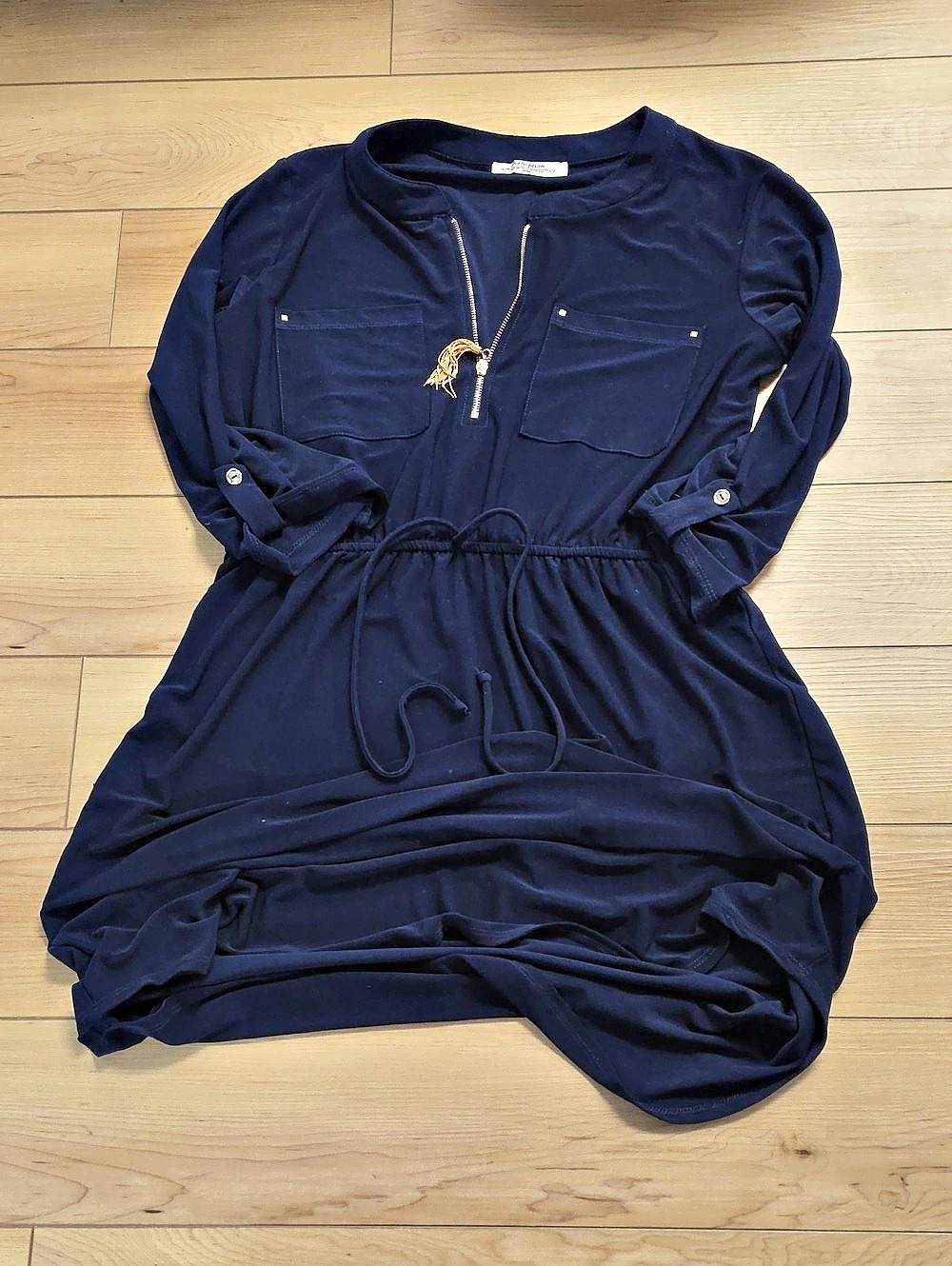 PerSection Zip Front Mini Dress in Blue Size Medium